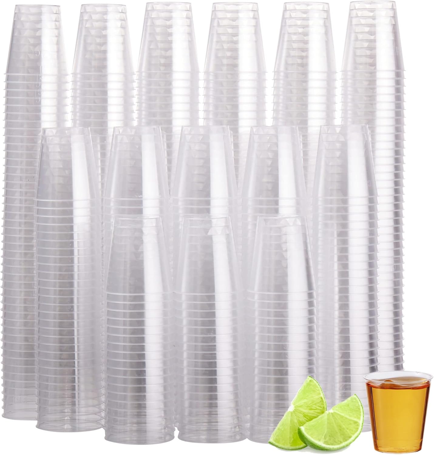 MATANA 500 Crystal Clear Plastic Shot Glasses 1oz, Mini Shot Glasses Plastic Shot Cups, Wine Tasting Cups, Plastic Jello Shot Cups, Party Shot Glasses for Condiments & Sauce - Reusable | Bulk Pack