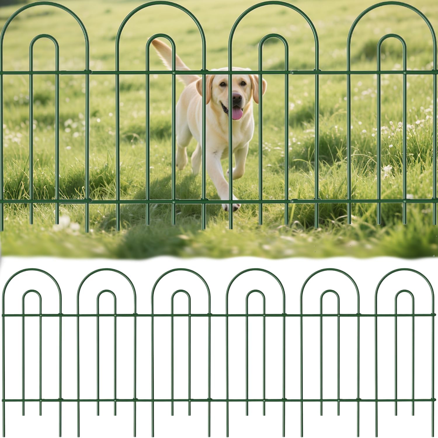 Amagabeli Garden Home 14 Panels Decorative Metal Garden Fence Panels Border 80CM(H) x6M(L) Outdoor Coated Metal Fencing Panels Rustproof No Dig Fence Garden Edging Landscape Small Fence