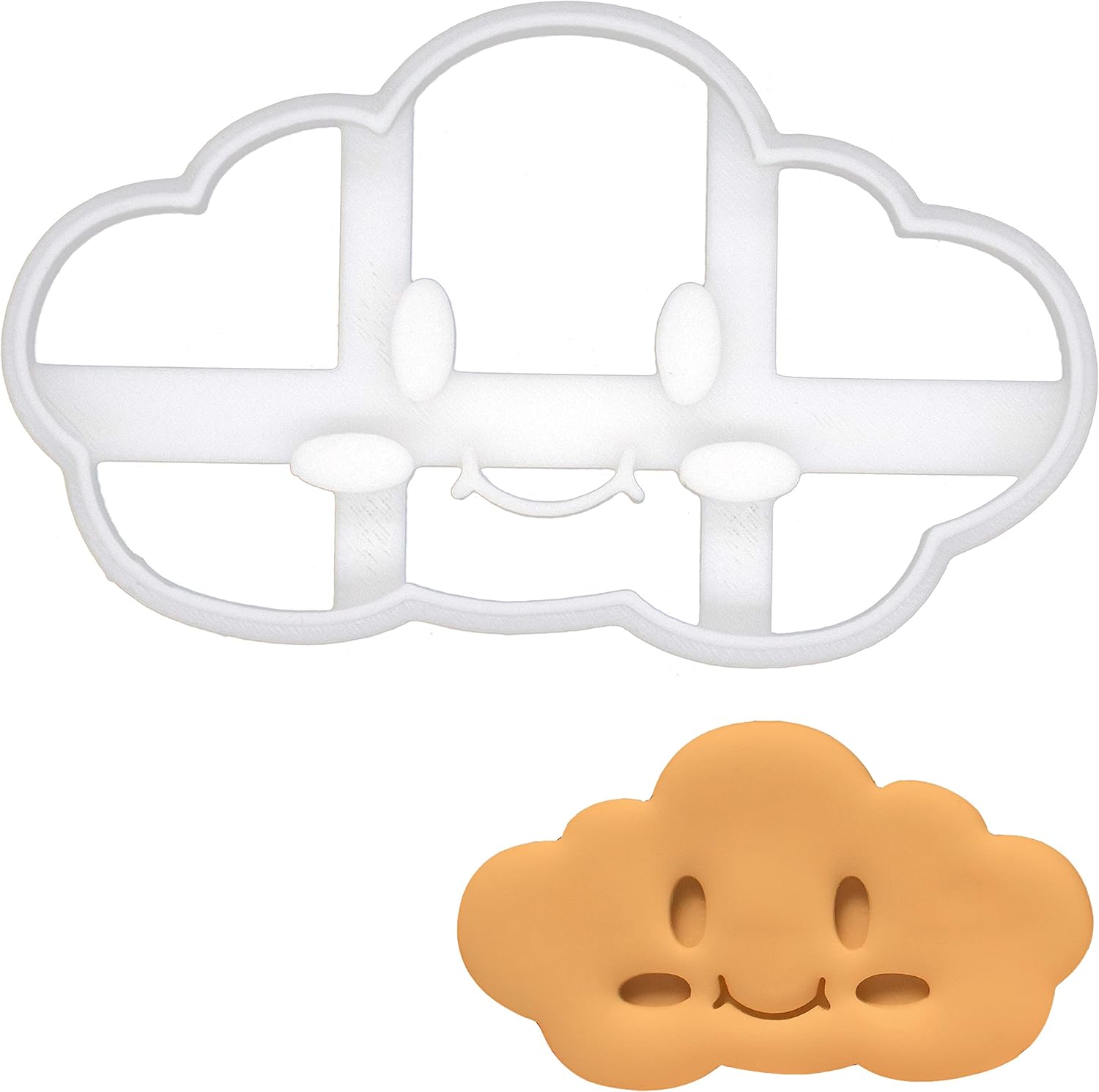 BAKERLOGY Smiling Cloud Cookie Cutter - Detailed Biscuit Cutter Design for Baking and Crafts, Ideal on Fondant, Dough, Clay