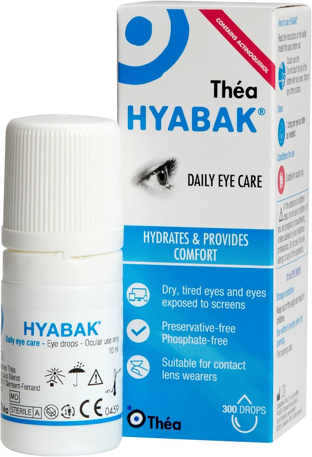 Hyabak Eye Drops - Moisturising & Refreshing Drops Gentle and Long-Lasting Relief From Long Screen Use & Contact Lens Wearers Preservative-Free 10 ml