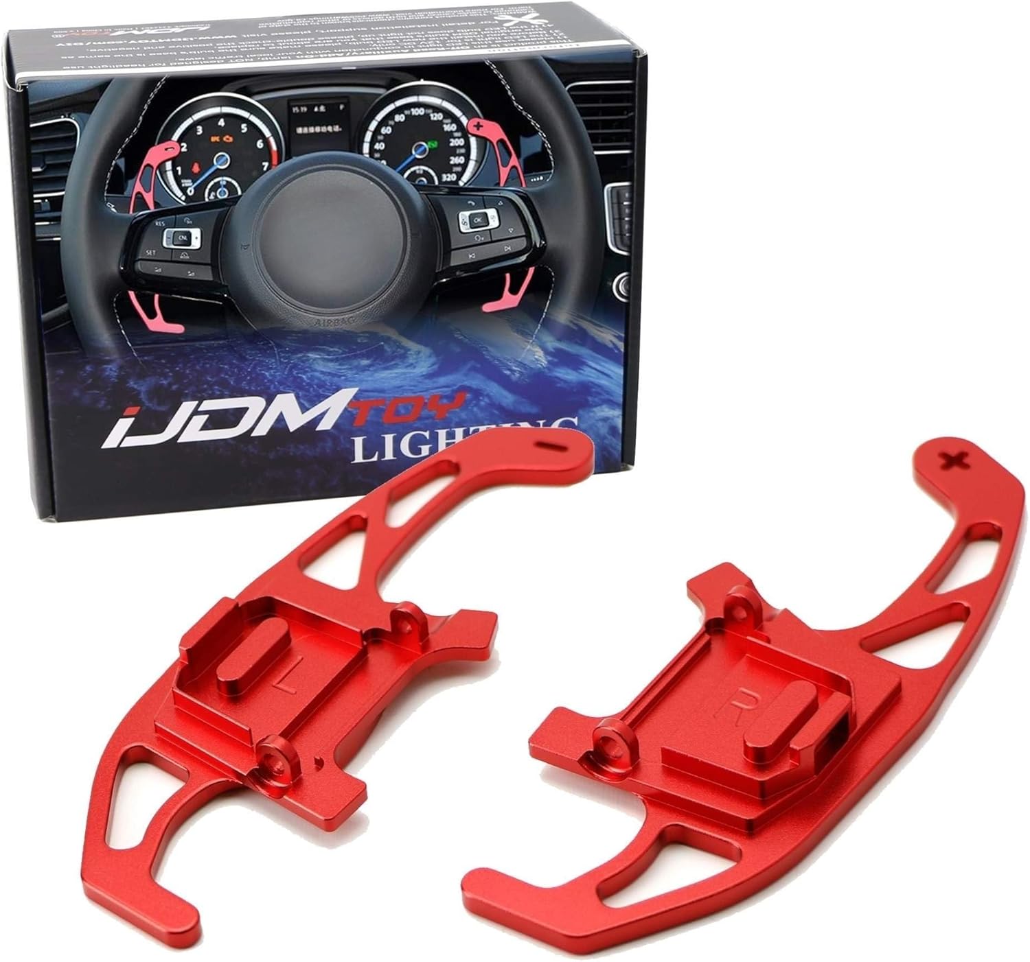 iJDMTOY Compatible with 2015-2021 MK7 Golf/GTI/Golf R Red Anodized Aluminum Lightweight Large Paddle Replacement Parts