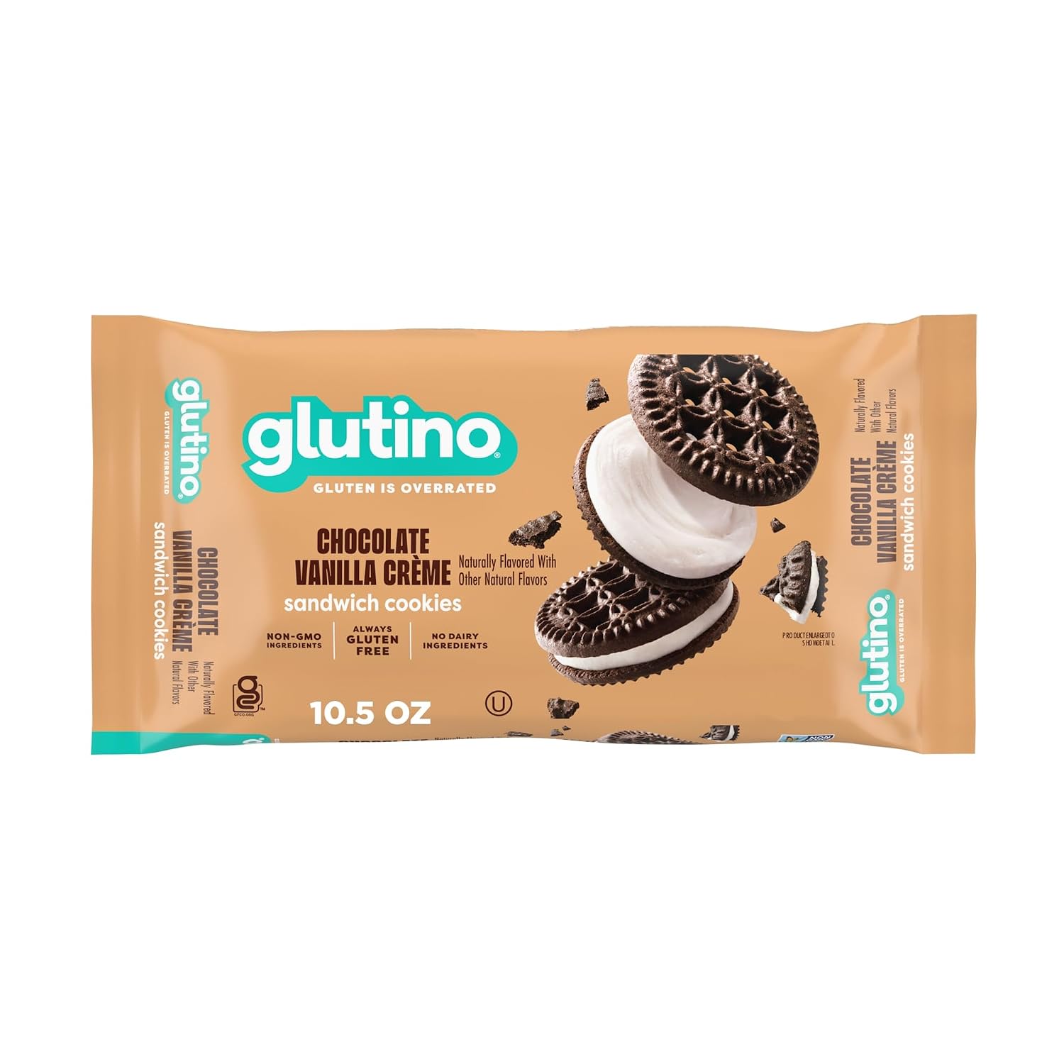Glutino Gluten Free Chocolate Vanilla Crème Sandwich Cookies, 10.5 oz.