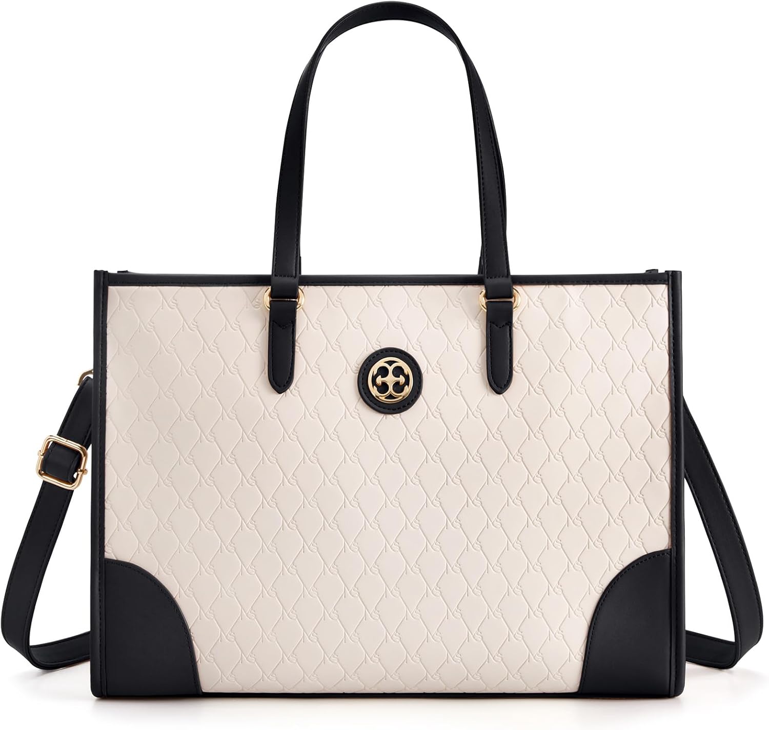 Missnine Laptop Tote Bag for Women 15.6 inch Embossed PU Leather Work Bag Profession Briefcase Designer Computer Bag