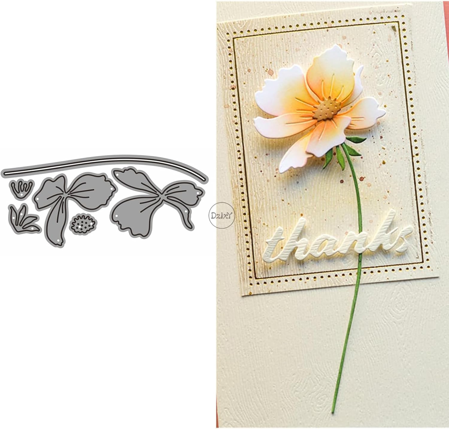 DzIxY Patchwork Thin Twigs Peony Flower Metal Cutting Dies for Card Making Kit Embossing Paper Die Cuts Set Scrapbook Stencils Supplies Machine Templates