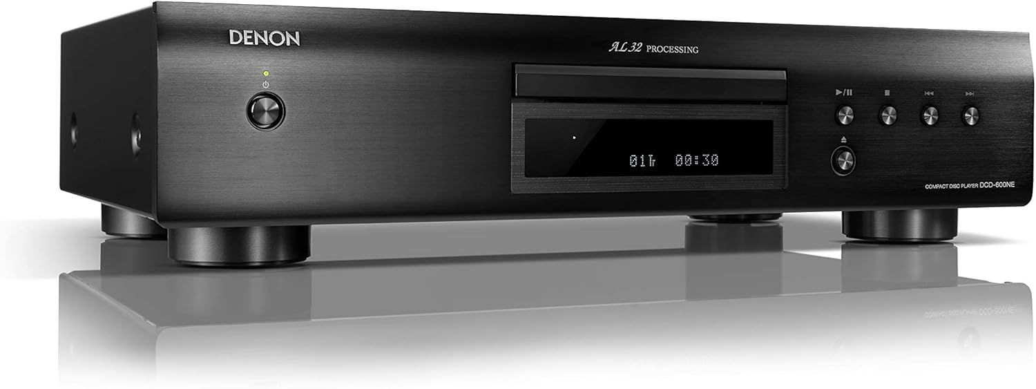 Denon DCD-600NE CD Player, HiFi System, CD-R/RW, MP3, WMA, Pure Direct Mode, AL32 Processing, Optical Output - Black