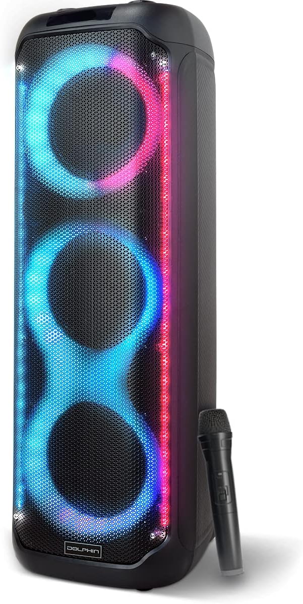 Dolphin KP-380: Elite Triple 8" Bluetooth Party Speaker | Unmatched Power & Sound | Long-Lasting Battery, 35-Inch Tall