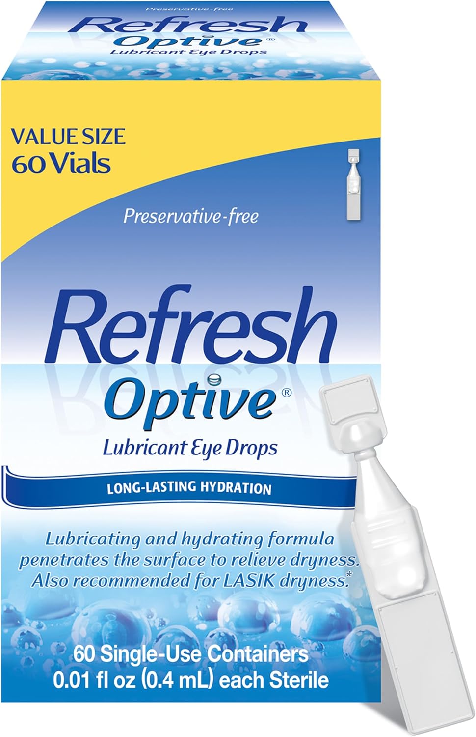 Refresh Optive Lubricant Eye Drops Preservative-Free Tears, 0.01 fl oz (0.4 mL), 60 Single-Use Containers