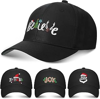 EBOOT 4 Pcs Christmas Baseball Hat Christmas Santa Cap for Women Men Funny Christmas Cap Adjustable