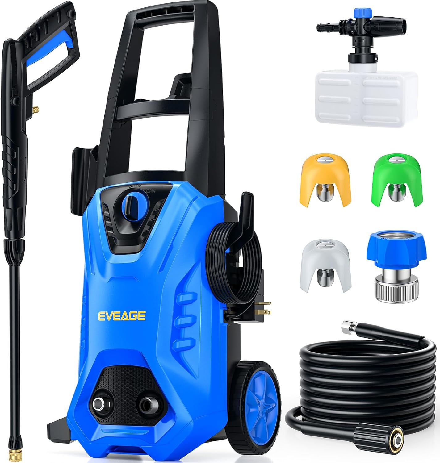 EVEAGE Electric Pressure Washer, 4200 PSI 2.8 GPM Power Washer with 1000ML Foam Cannon, 3 Pressure Nozzles, for Car/Fences/Driveway/Home/Patio Cleaning