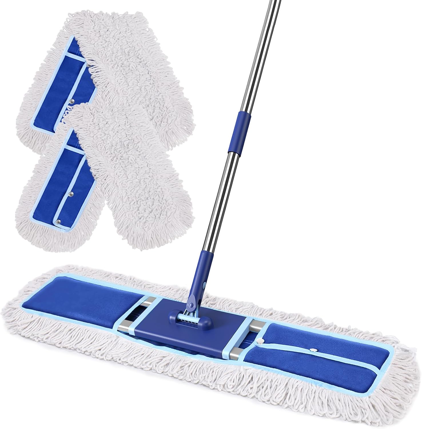 EHADOO 36" Commercial Dust Mop: Dry Dust Broom for Hardwood Floors Cleaning - 2 Reausable Mop Pads 59" Long Handle Heavy Duty Frame - Professional Cleaning Supplies for Hotel Warehouse School Janitor