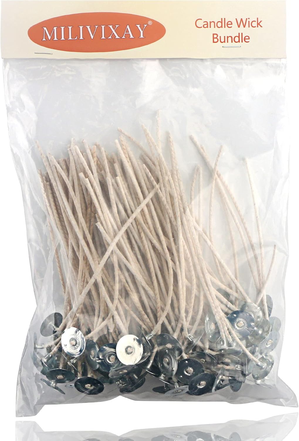 MILIVIXAY 100pcs ECO 14 Wicks for Soy Candles, 6.0inch Cotton & Paper Candle Wicks, Pre-Waxed and Tabbed ECO Wicks for Soy Candles Making.