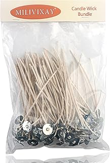 MILIVIXAY 100pcs ECO 14 Wicks for Soy Candles, 6.0inch Cotton & Paper Candle Wicks, Pre-Waxed and Tabbed ECO Wicks for Soy Candles Making.