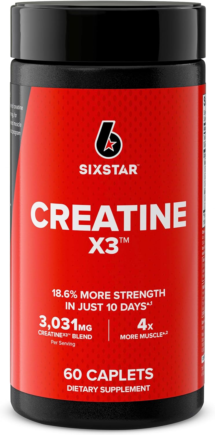 Six Star Creatine Pills, X3 (60 Caplets) - Creatine for Women & Men - Creatine Capsules Support Muscle Strength - Pre & Post Workout Creatine Supplement for Muscle Recovery & Building - 20 Servings