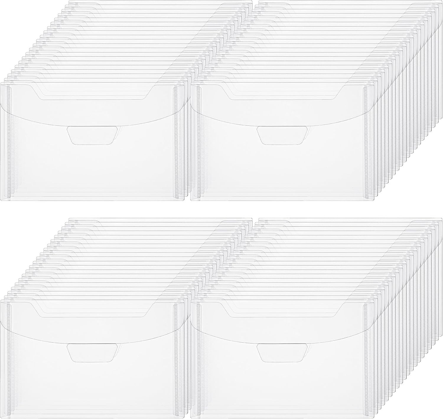 Afcabakila 60 Pcs 5x7" Clear Plastic Envelopes with Slide-On Seal Closure, Resealable Storage Pockets for Photos, Cards, Stamps & DIY Crafts, Waterproof Document Holders for Office & Scrapbooking