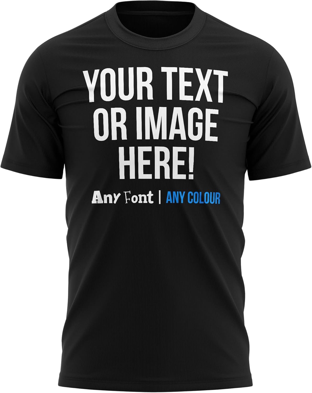 Personalised Text and Image T Shirt Mens Unisex Fit Any Colour or Font Top Tee