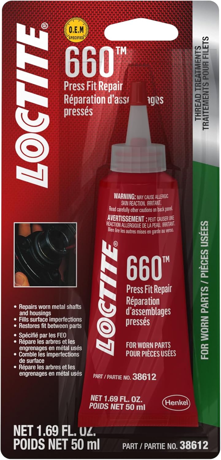 LOCTITE 660 Automotive Press Fit Repair – High Strength, Quick Cure, for Worn Parts, Prevents Loosening and Leakage - 50 ml, 1 Pack