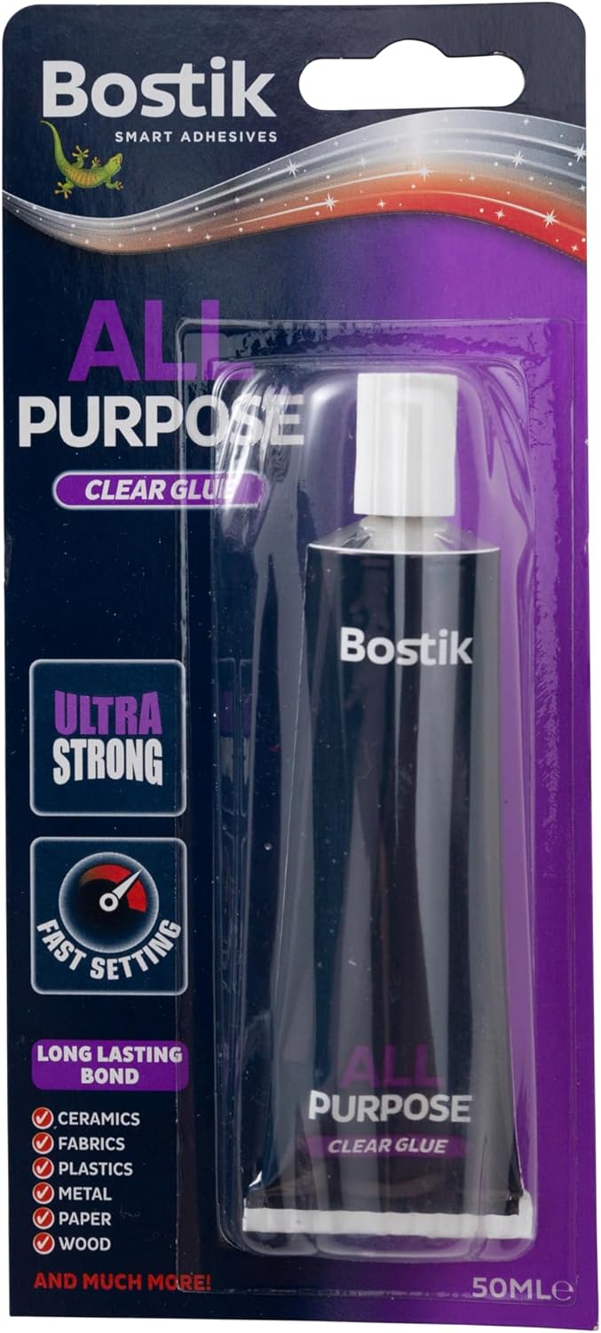 Bostik All Purpose, Ultra Strong, Fast Setting, Clear Glue for Minor Household Repairs, 50ml