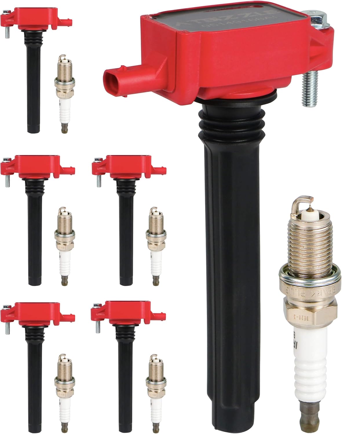Ignition Coil Packs UF648 ‎C1791 and Iridium Spark Plugs 97390 Fits for Chrysler 200 300 Town&Country Dodge Charger Challenger Jeep Grand Cherokee RAM ProMaster 1500 3.6L V6,Set of 6, Red