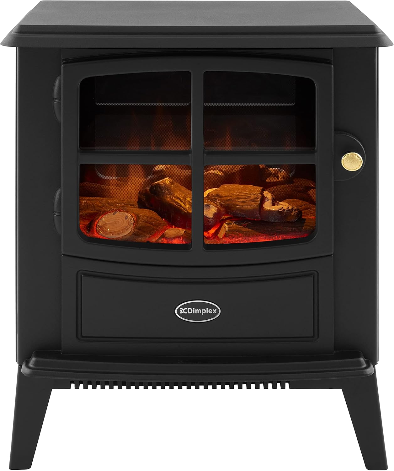 Dimplex Brayford Optiflame Freestanding Electric Stove, Black Free Standing Wood Burner Style Fire with Logs, LED Flame Effect, 2kW Fan Heater, 1000/2000 Watt Heat Settings and Remote Control