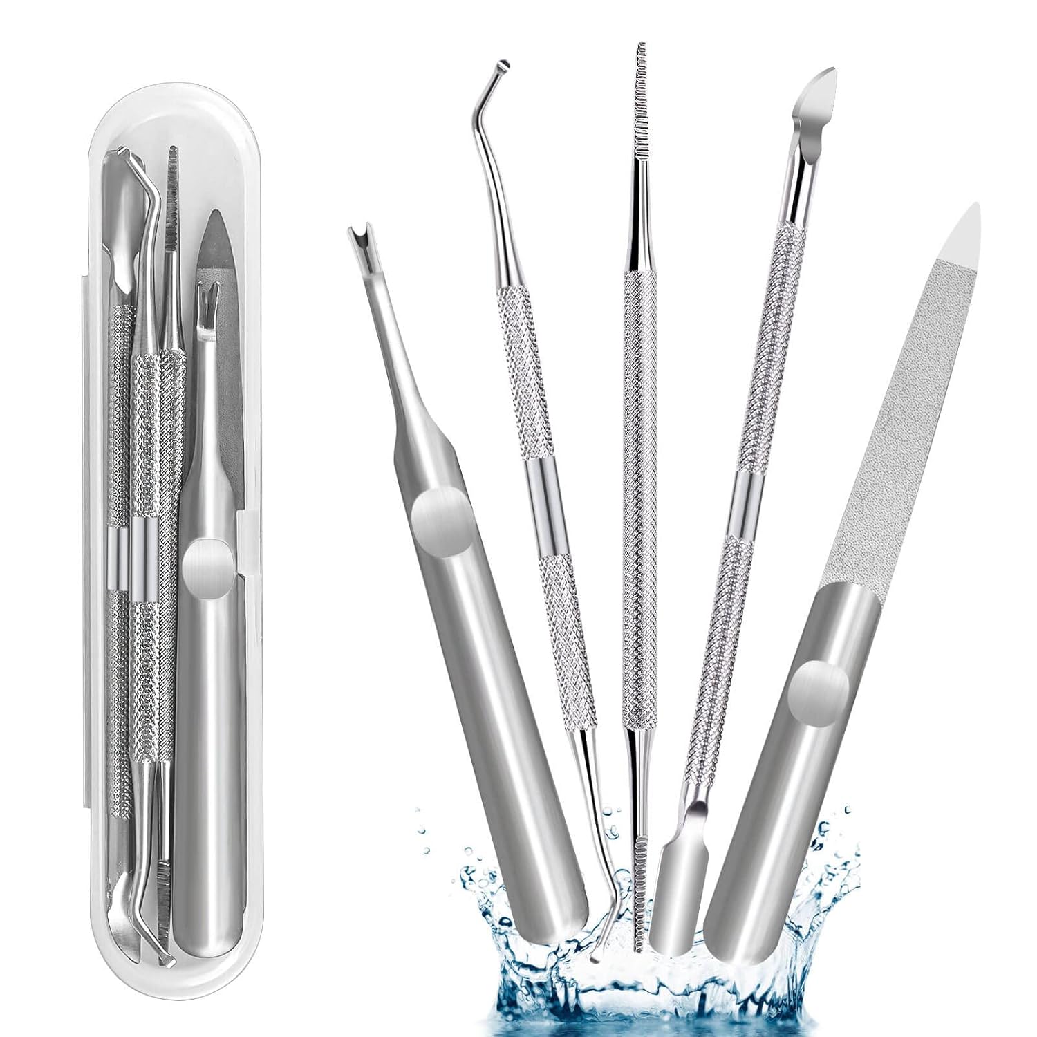5 PCS Professional Ingrown Toenail Tool, Premium Stainless Steel Ingrown Toenail Removal Tool Kit, Pedicure Tools, Manicure Nail Kits, Nail Care Treatment for Nail Correction Polish Pain Relief