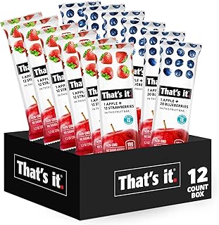 That's it. Fruit Bars 12 Variety Pack 100% Natural Real Fruit Bar, High Fiber Vegan, Gluten Free, Paleo, Non-GMO, No Sugar (6 Strawberry, 6 Blueberry)