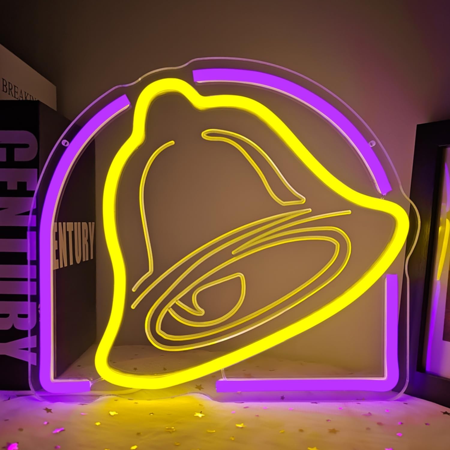 Taco Neon Sign Bell Neon Led Sign Taco Party Decorations Dimmable Led Tacos Neon Light Up Sign for Tacos Lover Home Kitchen Bar Coffee Shop Business