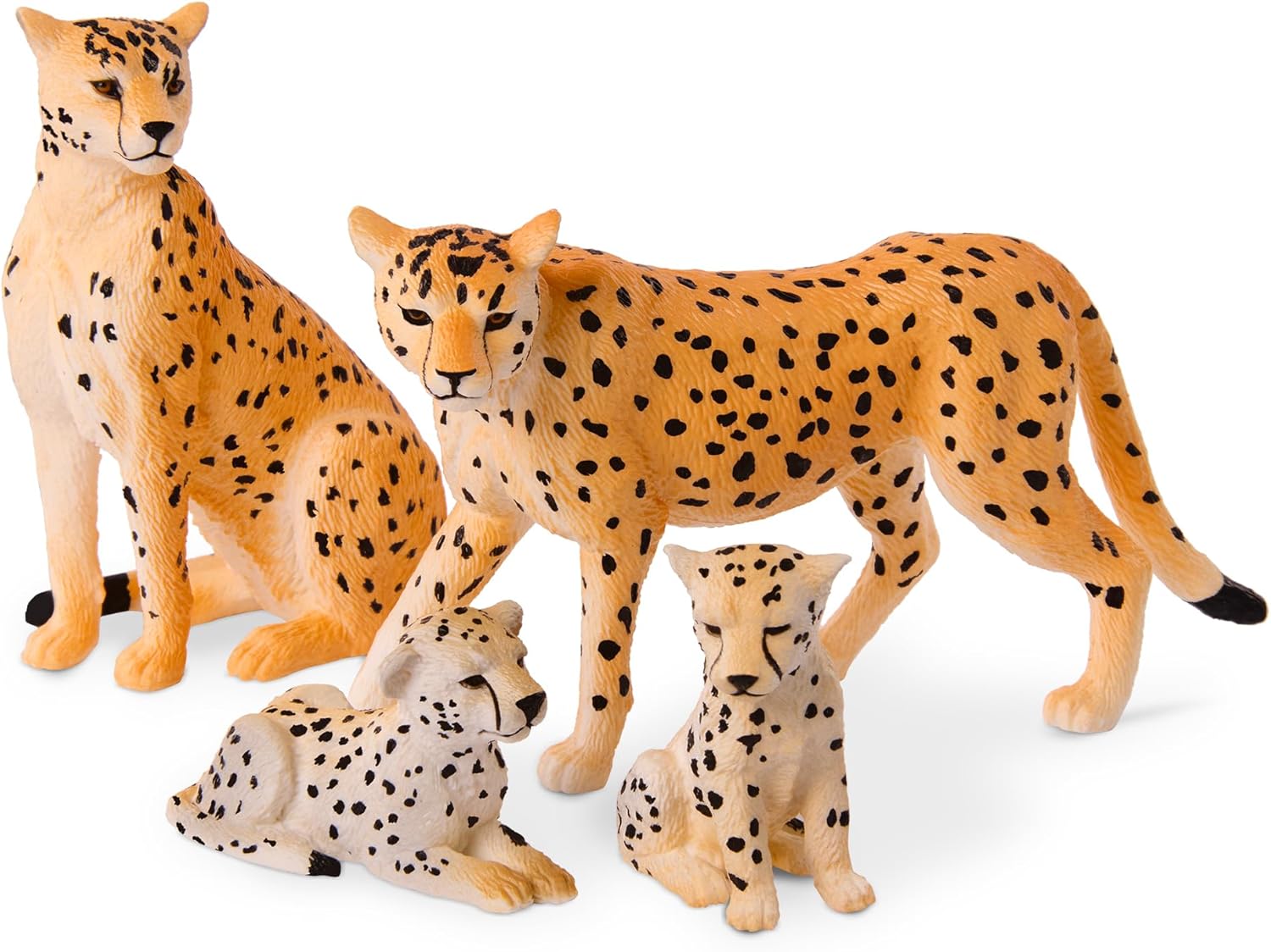 Terra by Battat – 4 Pieces Cheetah Family – 1 – 4-Inch Plastic Cheetah Figurines – Realistic Zoo Safari Animals for Kids – Educational Toy Figures – Inspires Imaginative Play – 3+ Years