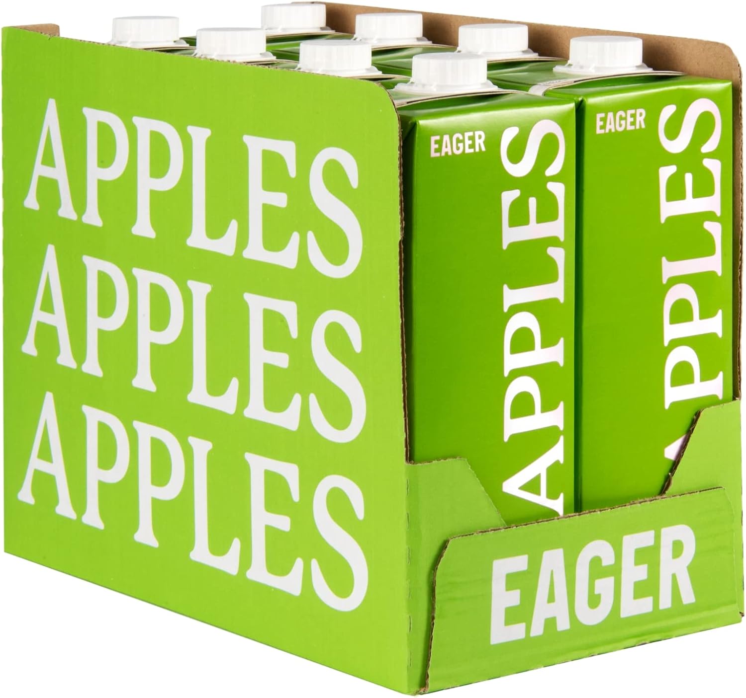 Eager Apple Juice 100% Pressed, Refreshing Fruit Drink, NFC Not From Concentrate, 1 Litre (Pack of 8)