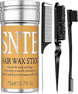 Slick Back Hair Brush Set: Hair Wax, Edge Brush, Rat Tail Comb, Bristle Brush, Hair Bun Accessories, Smoothing Brush for Women & Kids
