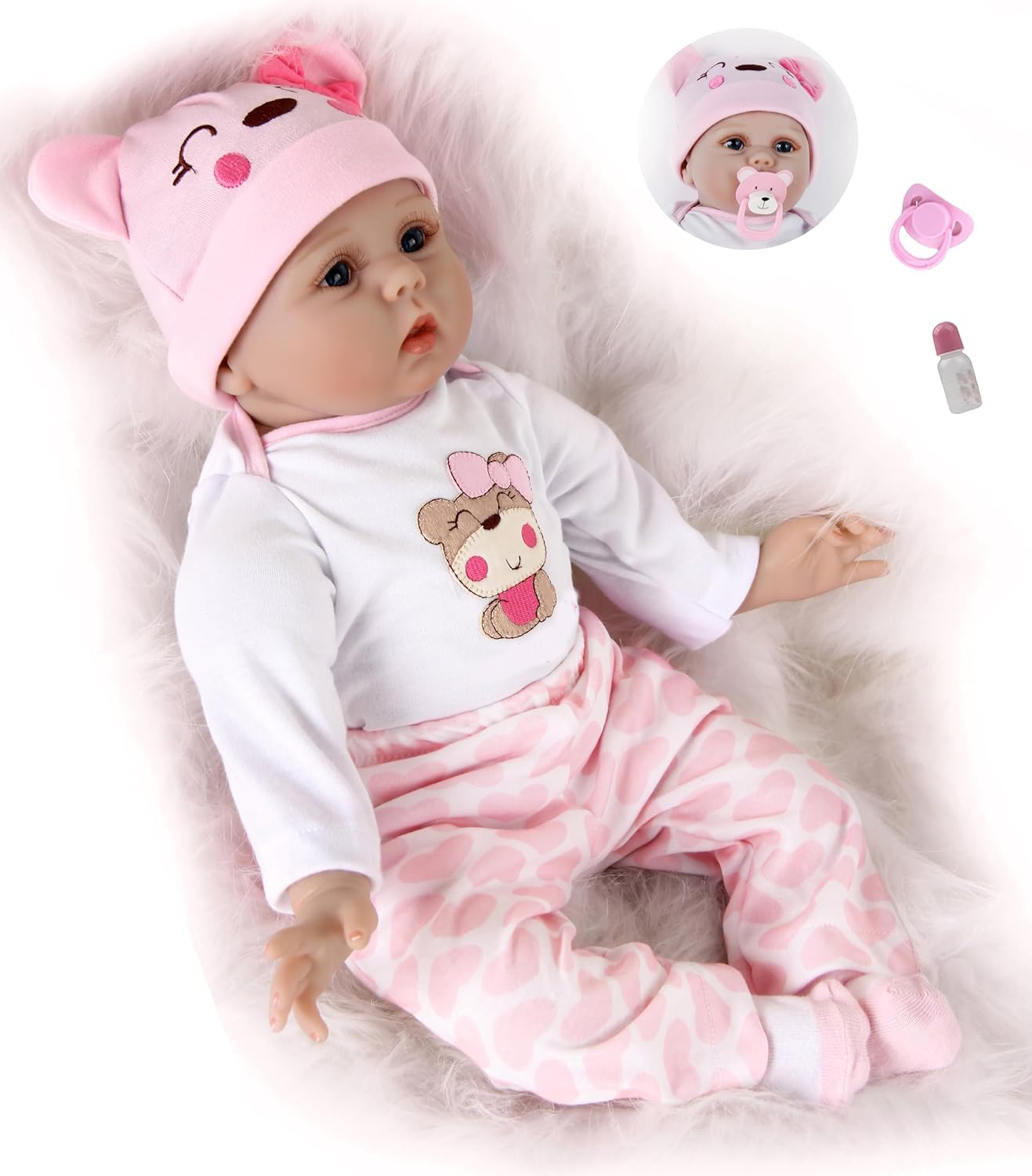 TYRUGD Reborn Baby Dolls 22 inch 55 cm Real Looking Babies Soft Silcione Vinyl Handmade Newborn Baby Toddler Dolls for Girls Toys