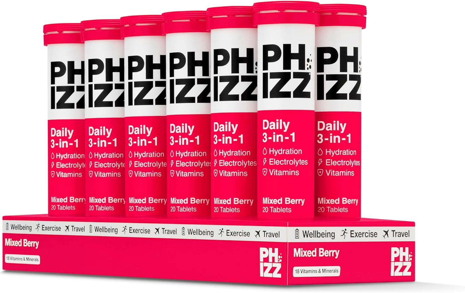 Phizz Electrolytes, Multivitamin & Hydration Effervescent 240 Tablets - 18 Vitamins & Minerals, Vitamin C, Add to Your Water Bottle, Vegan, Vegetarian & Low Calorie (Mixed Berry)
