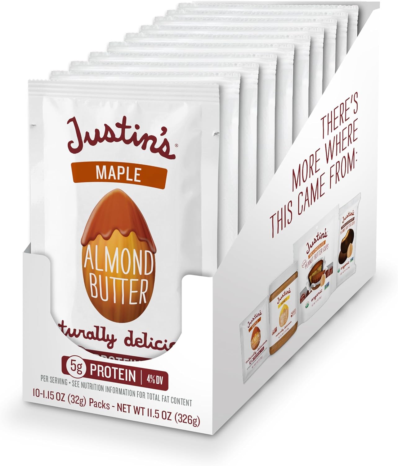Justin's Nut Butter Maple Almond 10 Squeeze Packs, 1.15 Ounce
