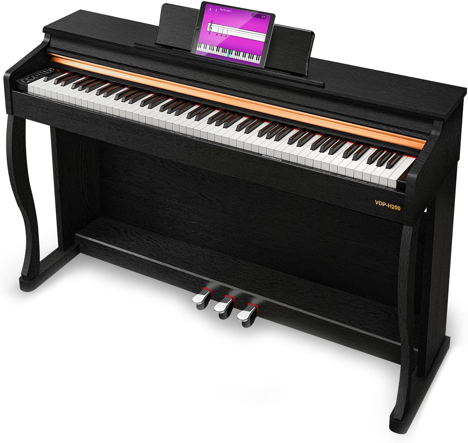 Vangoa Digital Piano 88 Keys Weighted Home Piano Bundle for Beginners Professional with Furniture Stand, Slide Key Cover, Golden Cover