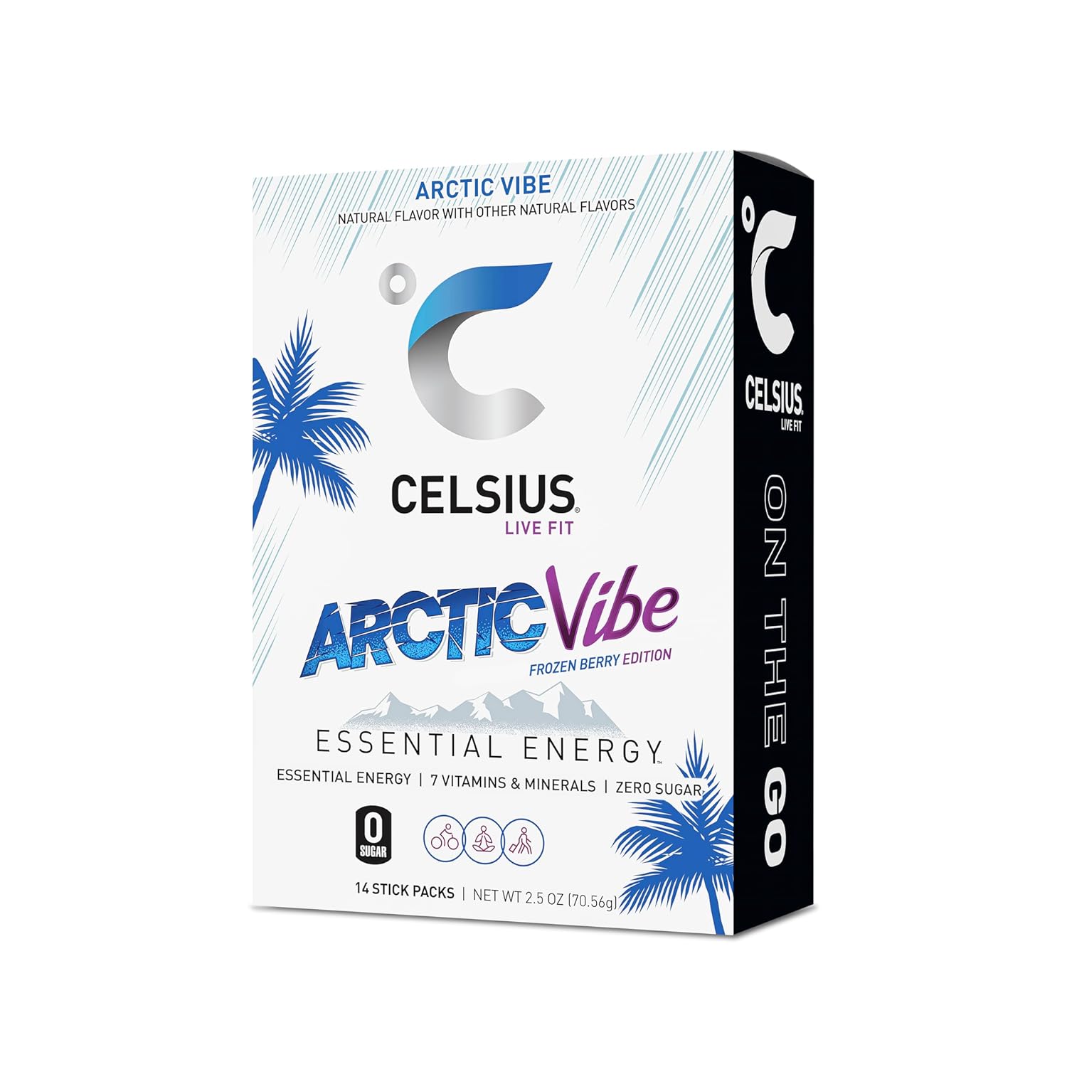 CELSIUS® On-the-Go Powder Sticks Arctic Vibe, Essential Energy 2.5 Oz (14 Sticks per Pack)