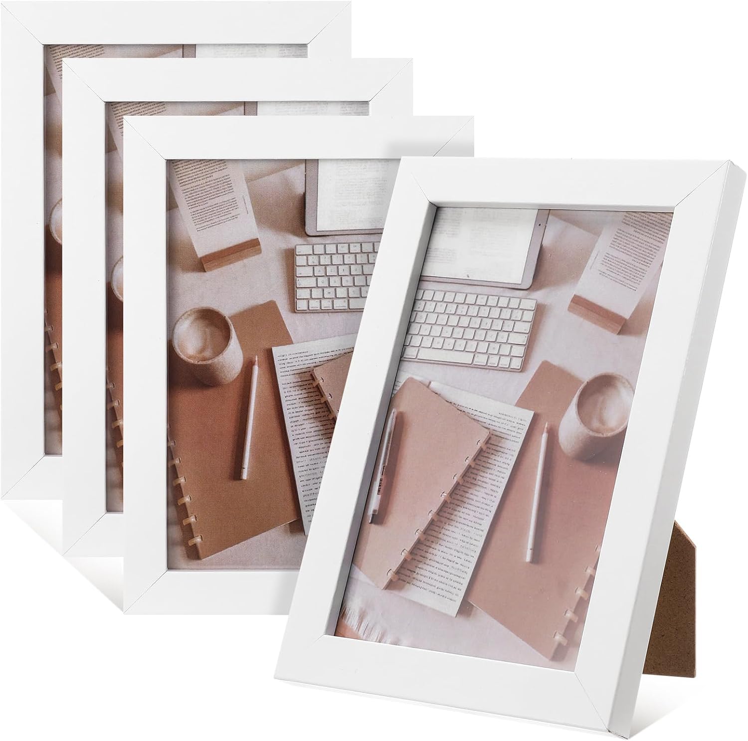 4 Pack White Picture Frame,6x4 Photo Frames Tabletop and Wall Mounting Picture Frames Small Frame with Acrylic Window for Portrait Photo Landscape