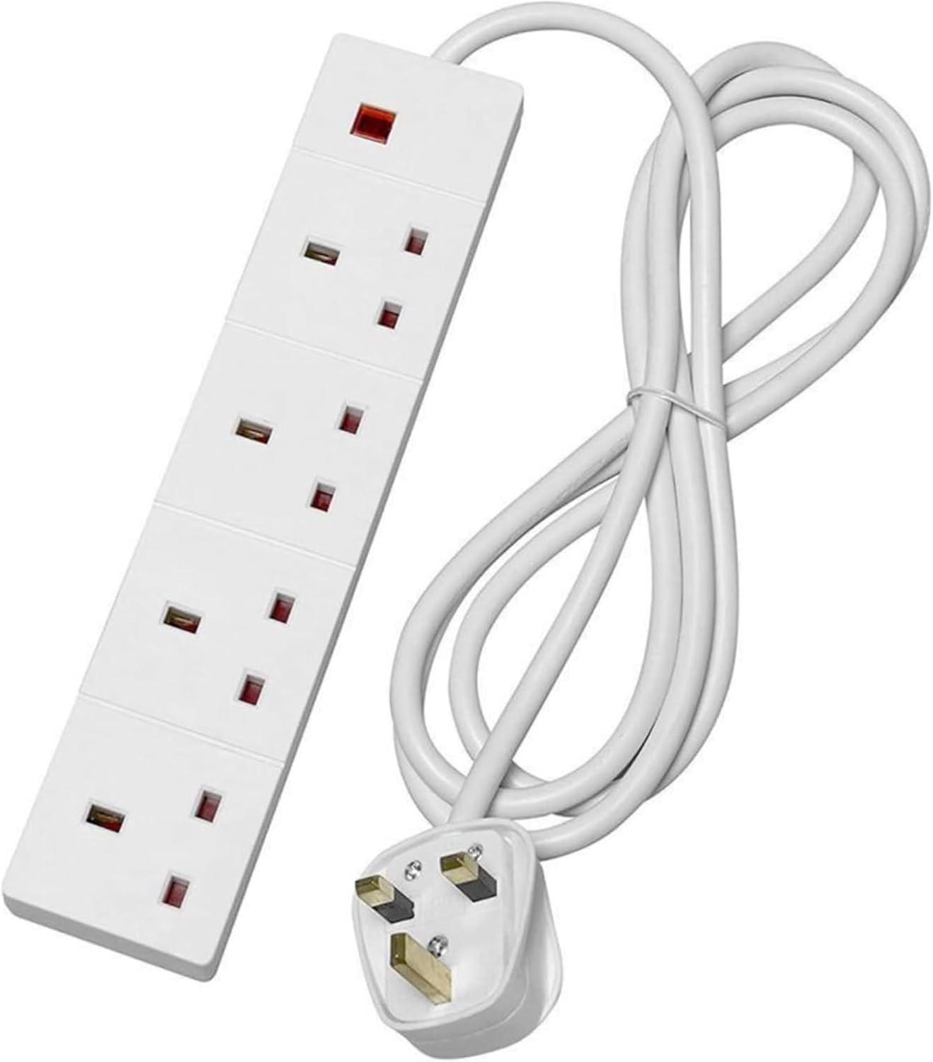STATUS Multi Plug 4 Socket Extension Cable, 1m Extension Lead, 4WS1M20