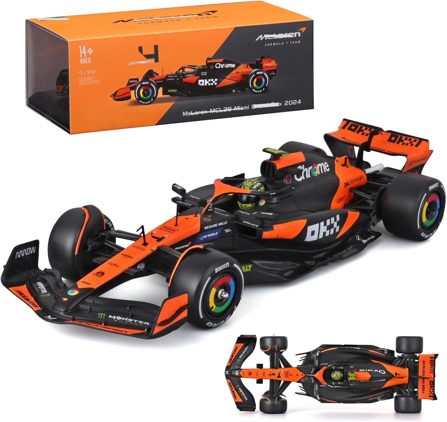 2024 1/24 Scale Formula 1 MCL38#4 Miami GP Lando Norris Alloy Diecast Champion Collectible Model Car - Adults