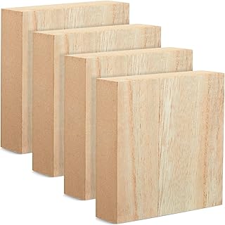 Unfinished MDF Wood Blocks for Crafts, 1 in Thick Wooden Square Blocks (4x4 in, 4 Pack)