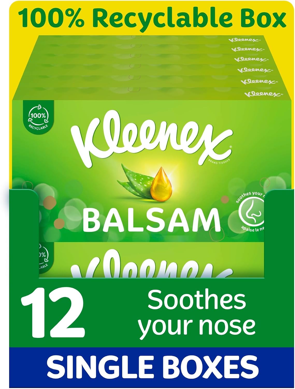 Kleenex Balsam Facial Tissues - Multipack 12 Tissue Boxes