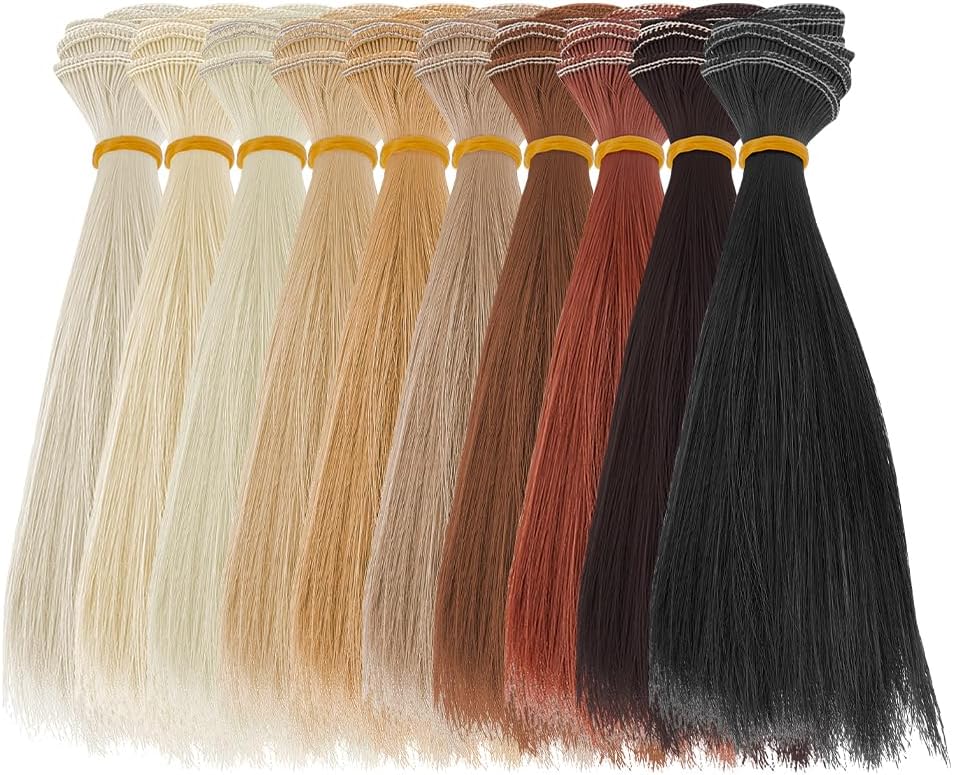 DICOSMETIC 10Pcs Doll Wig 10 Colors Doll Hair 15.5cm Straight Short Doll Hair Plastic Doll Hair Wefts Doll Making Kits Doll Hair Extensions Faux Hair Replacement for Doll Hair Crafts