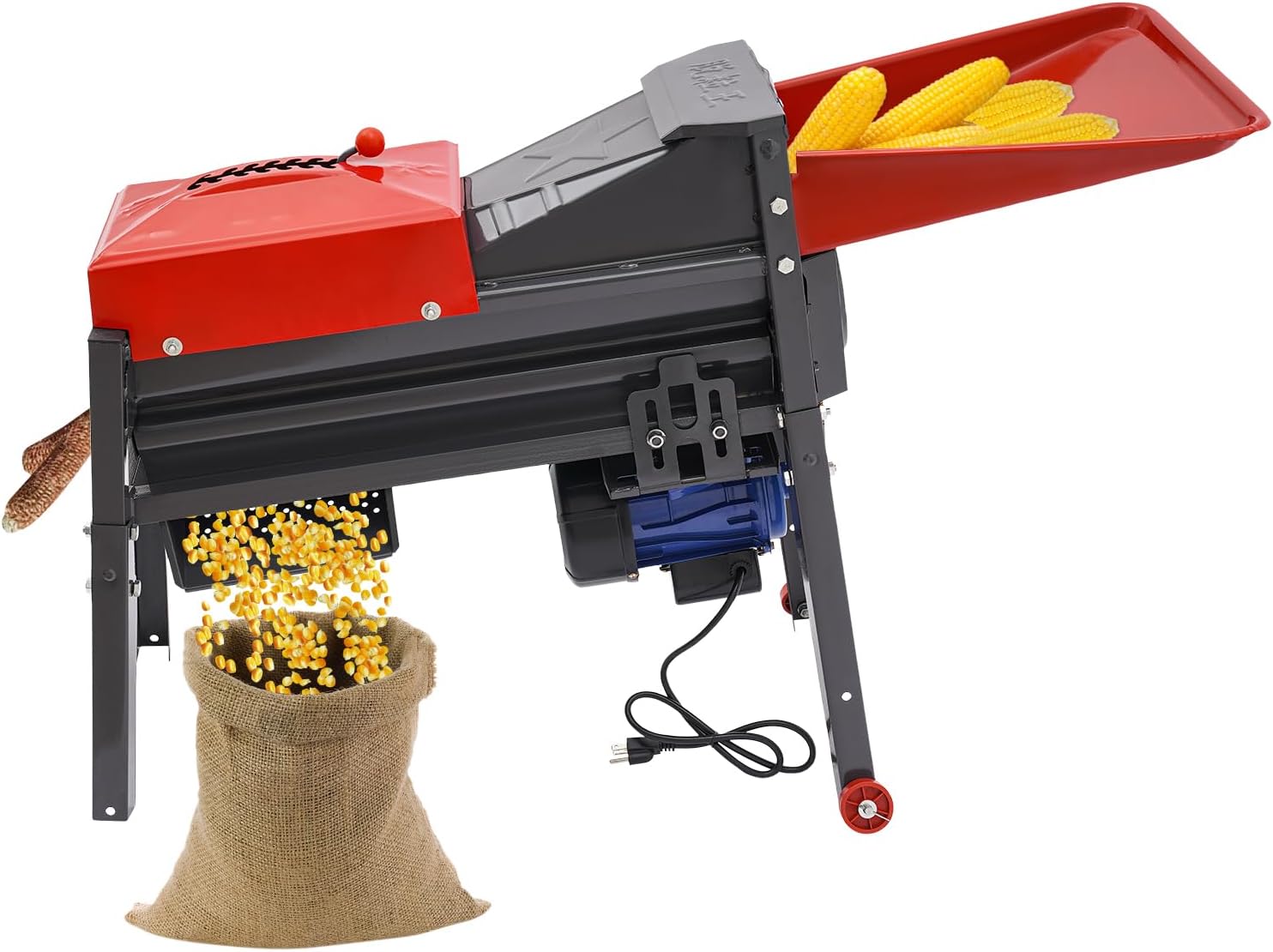 Automatic Corn Thresher Machine, 480W Electric Corn Thresher Machine Heavy Duty, 2800 RPM Dry Corn Sheller Threshing Machine,Corn Shucker Remover Tools,Threshing Rate 99%, Sent in Two Packages