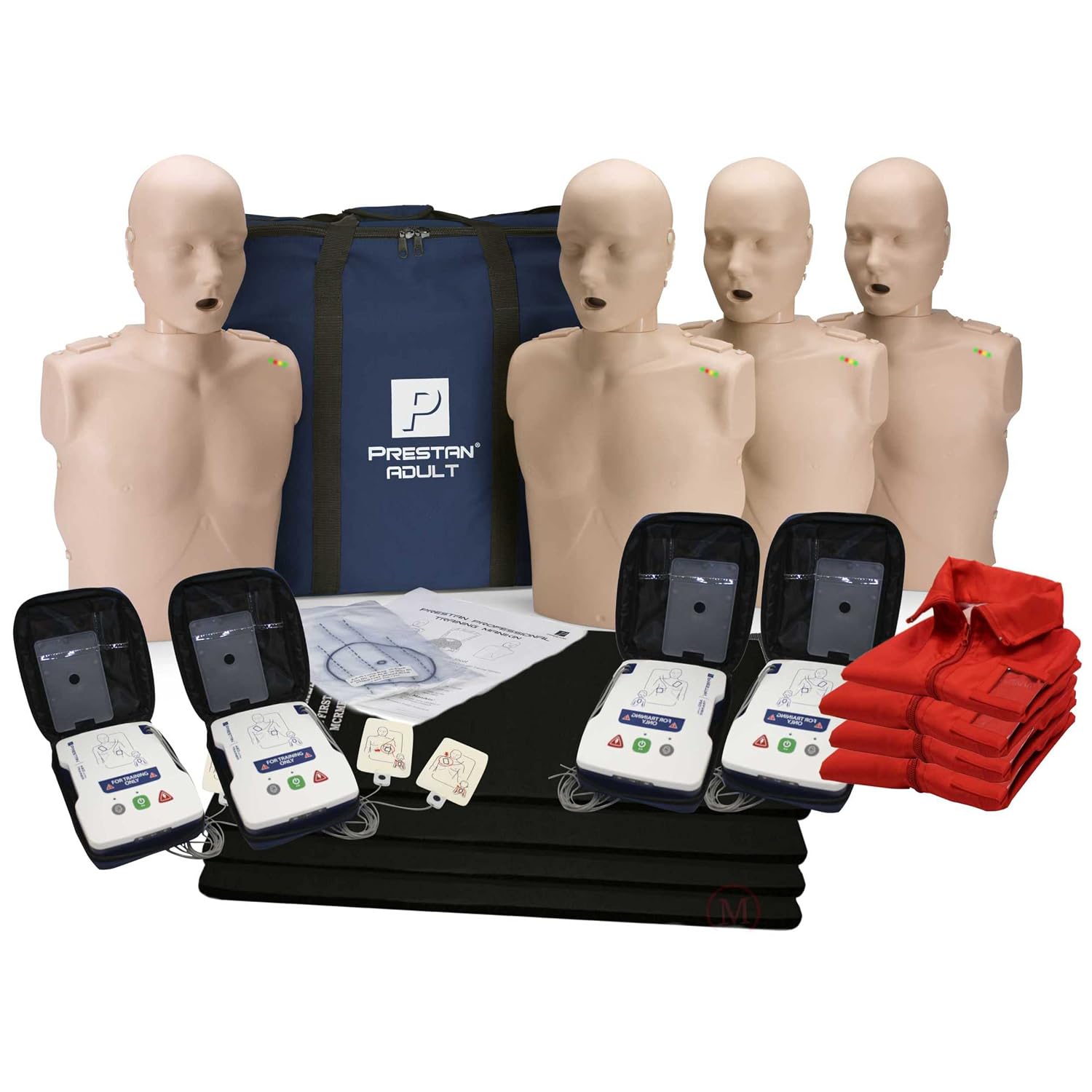 MCR Medical CPR Manikin/AED Training Kit, 4 Adult, Medium Tone | Practice CPR and AED skills with a reusable trainer for classroom instruction.