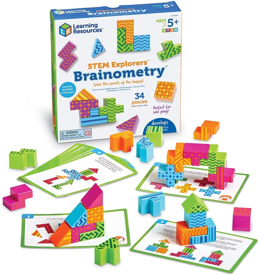 Learning Resources STEM Explorers Brainometry, Critical Thinking & STEM Skills 3D Puzzle Game for Kids, 10 STEM Challenges, Ages 5+