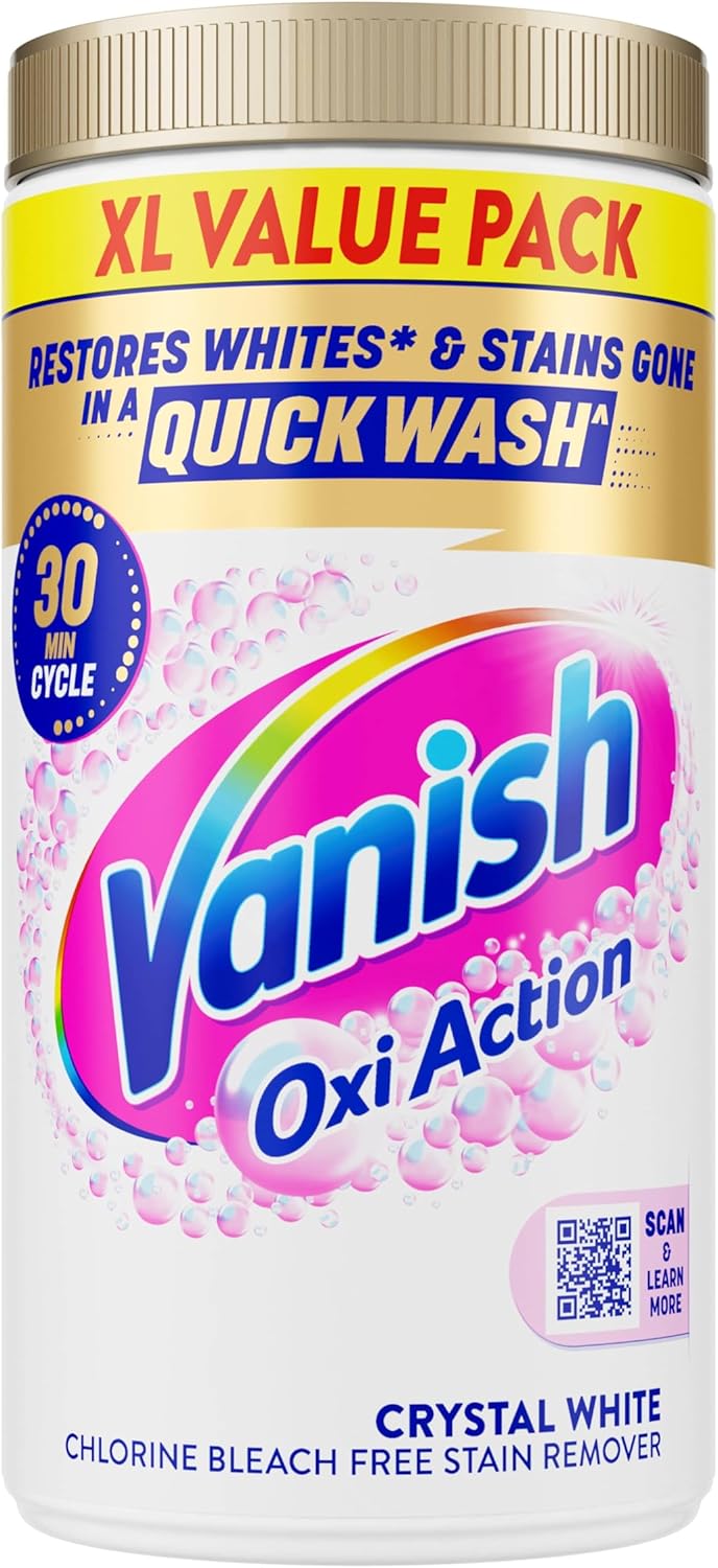 Vanish Gold Oxi Action Stain Remover & Whitening Booster Powder For Whites 1.9 kg | Removes Tough Stains Even at 20°C | Restores Whiteness of Greyed Fabrics (Packaging May Vary)