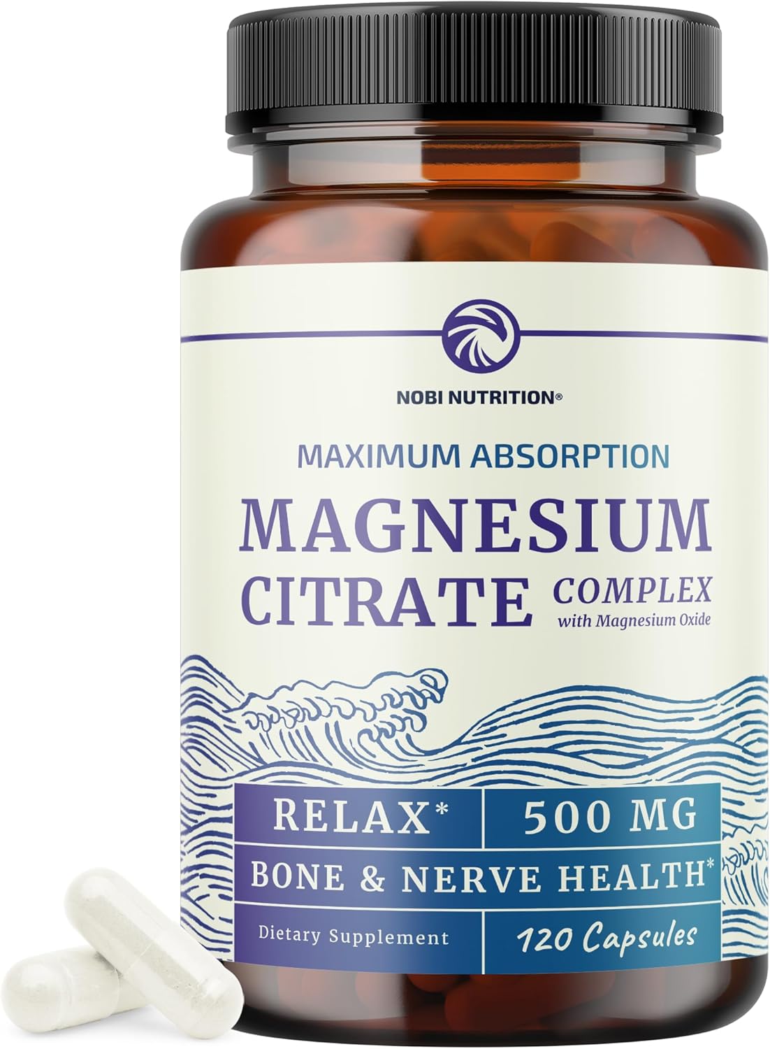 Magnesium Citrate 500 MG (120ct) for Calm, Relaxation, Constipation & Digestion Support | High Absorption Magnesium Supplement with Elemental Mag Oxide | Gluten-Free, Soy-Free | 4-Month Supply