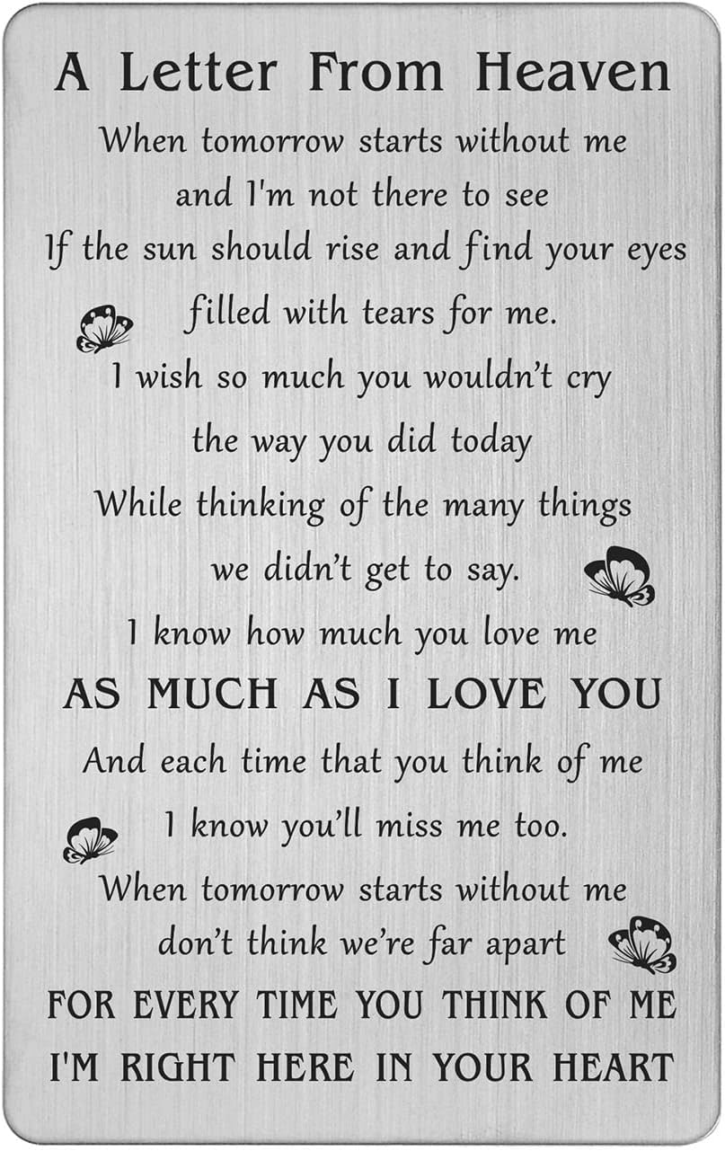 TANWIH A Letter from Heaven Sympathy Card, Sympathy Gifts for Loss of Loved One, In Memory Wallet Card from Heaven