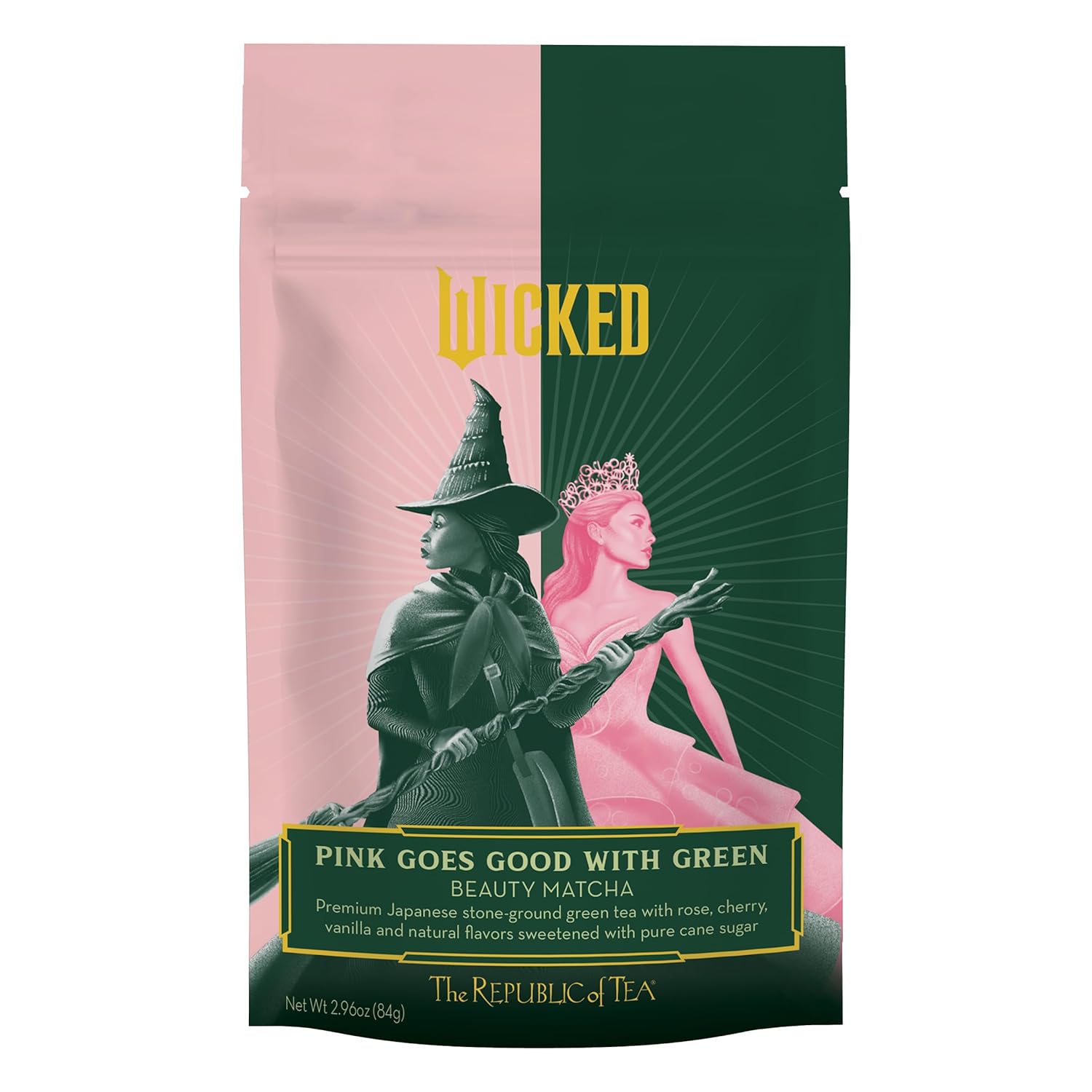 The Republic of Tea - Wicked Pink Goes Good with Green Beauty Matcha, 2.96 oz Bag