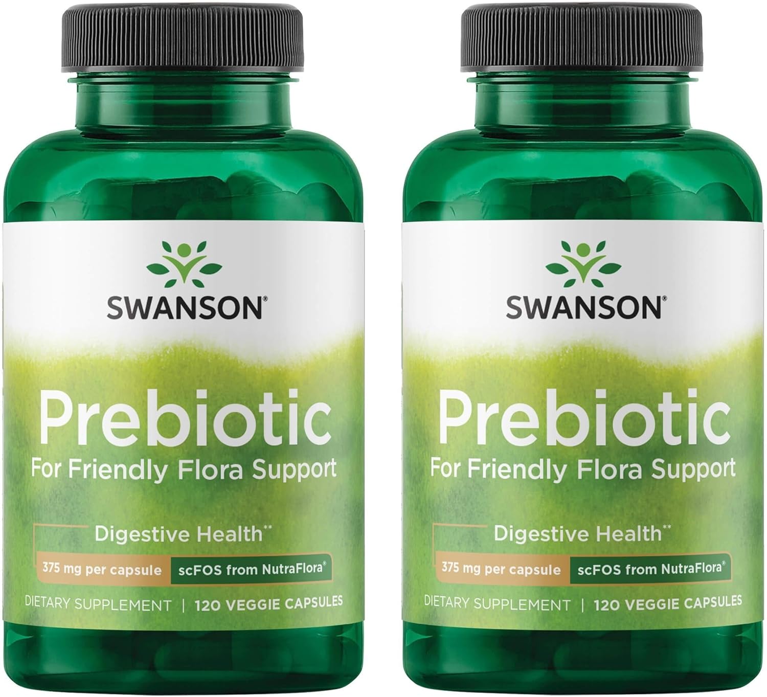 Swanson Prebiotic Capsules - Promotes Friendly Flora Support & Overall Digestive Health - Prebiotic Fiber Promoting Gut Health & Immune Support - (120 Veggie Capsules, 750mg Each) 2 Pack