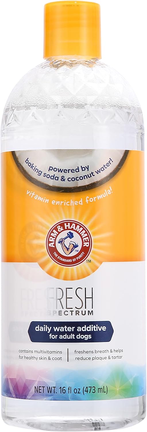 ARM & HAMMER Fresh Spectrum Coconut Mint Dog Water Additive, 473ml, Best Dental Care for Dogs, Removes Plaque & Tartar, Freshens Breath, Gum & Teeth Cleaning, No Brushing, Easy to Use Pet Oral Hygiene