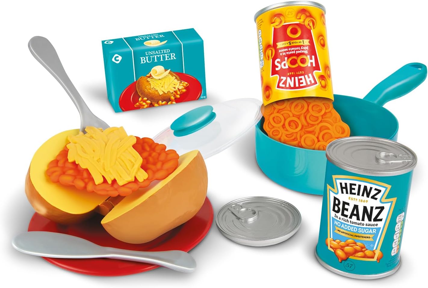 Casdon Heinz Beanz & Hoops Make & Play Set | Assorted Toy Set For Children Aged 2+ | Includes Make-Believe Heinz Tins, Saucepan, Plate, And Cutlery — Just Like The Real Thing!